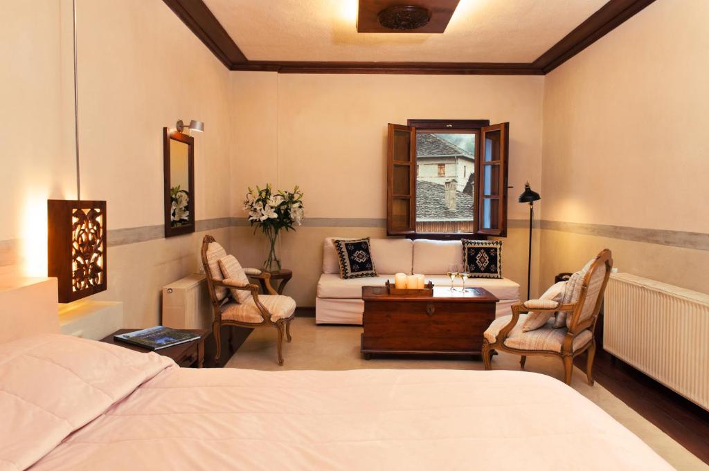 Katogi Averoff Hotel & Winery tesisinde bir odada yatak veya yataklar