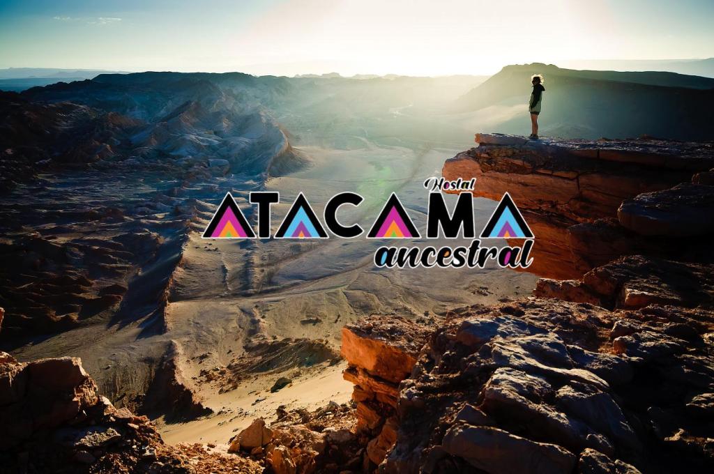 a man standing on the edge of a cliff overlooking a canyon at Hostal Atacama Ancestral in San Pedro de Atacama