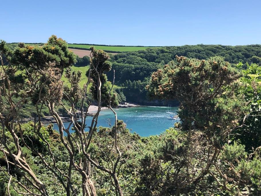 - Vistas al río desde una colina con árboles en Spacious cottage in the village of Wembury en Wembury