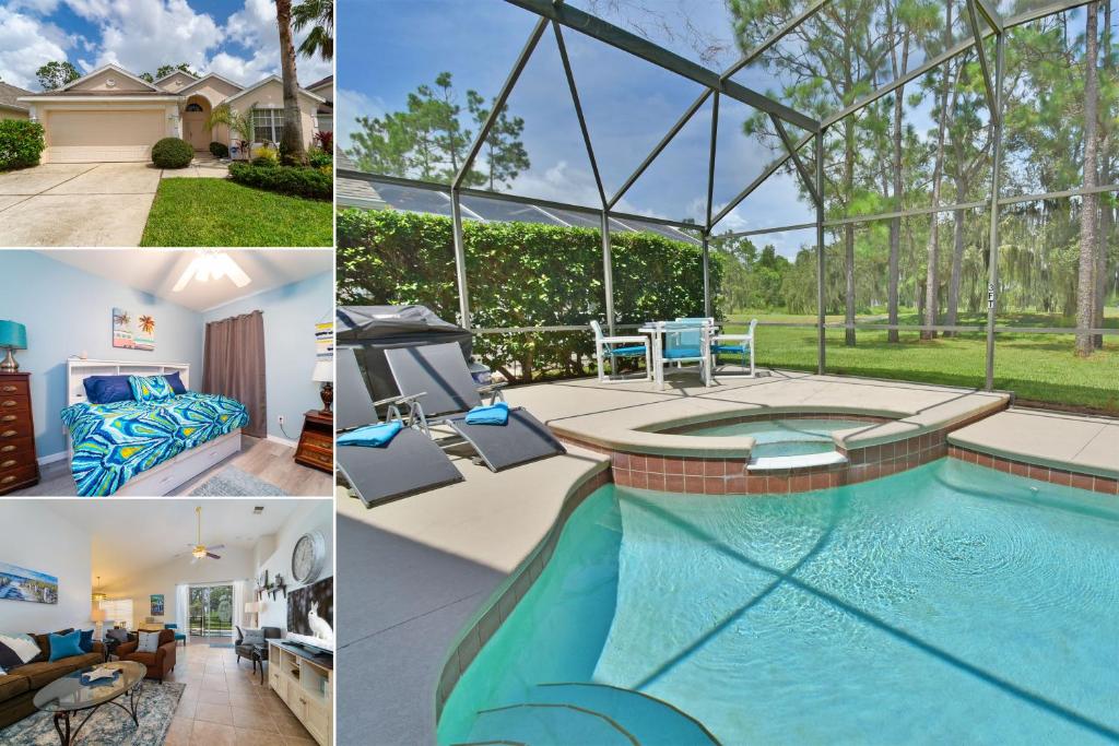 a collage of pictures of a house with a swimming pool at 124DORN-Highlands Villa (S) in Davenport