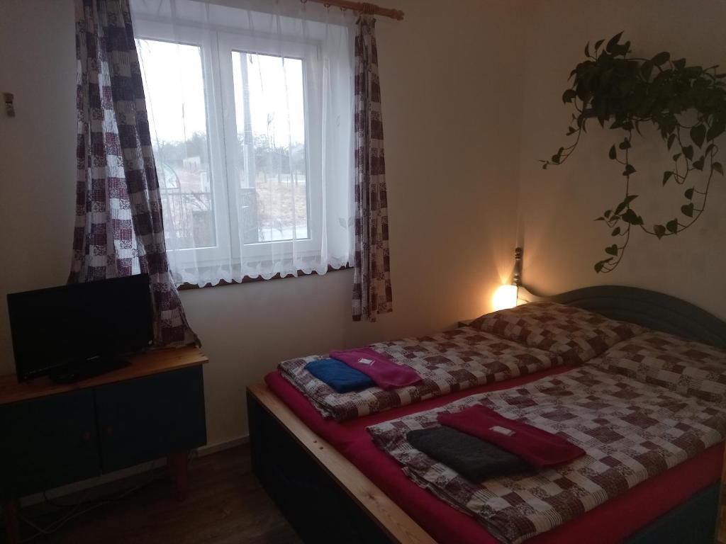 Postel nebo postele na pokoji v ubytování Penzion Domanín