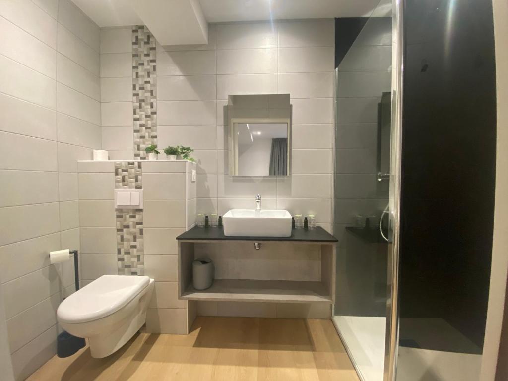 Koupelna v ubytování Hotel Restaurant Noblia