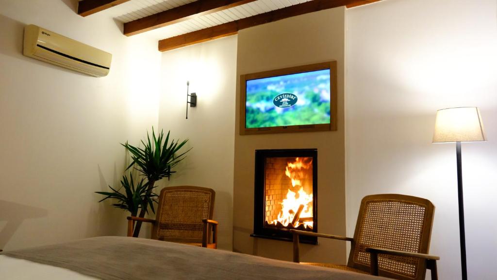 TV a/nebo společenská místnost v ubytování Cevizdibi Hotel