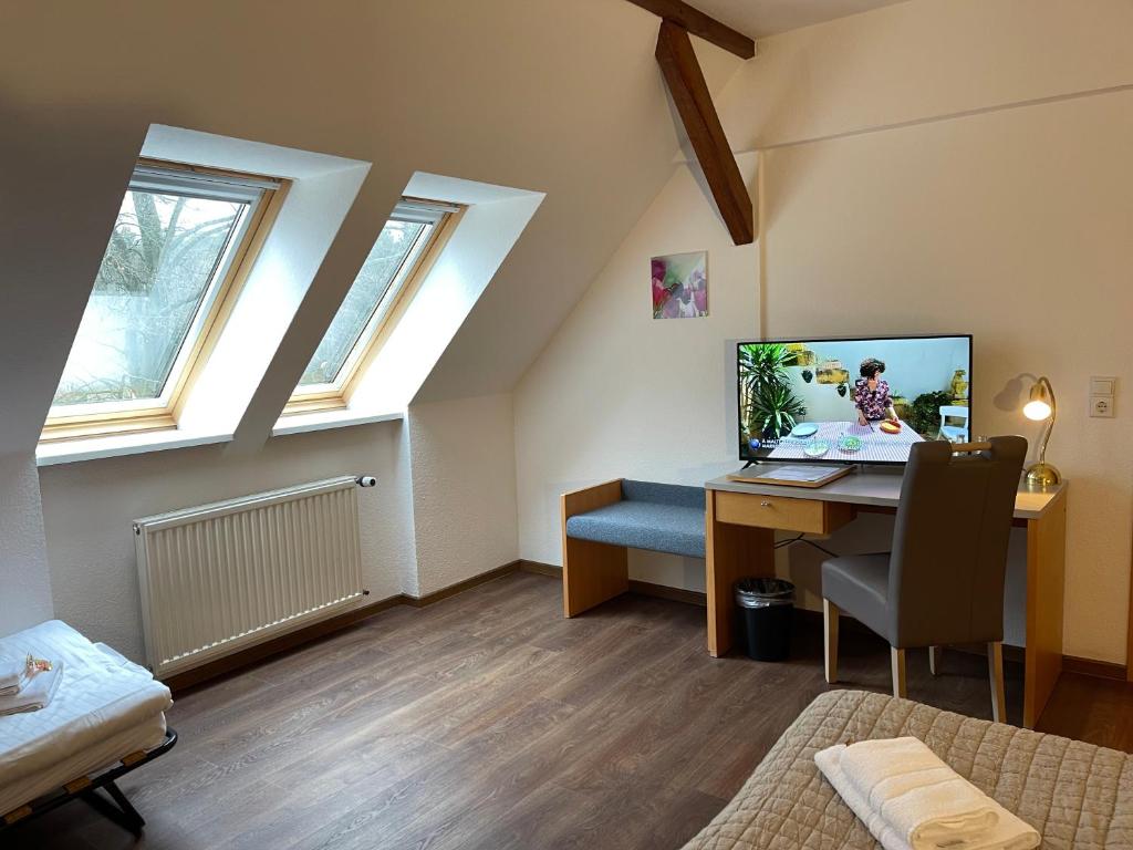 TV a/nebo společenská místnost v ubytování Hotel Luther Birke Wittenberg