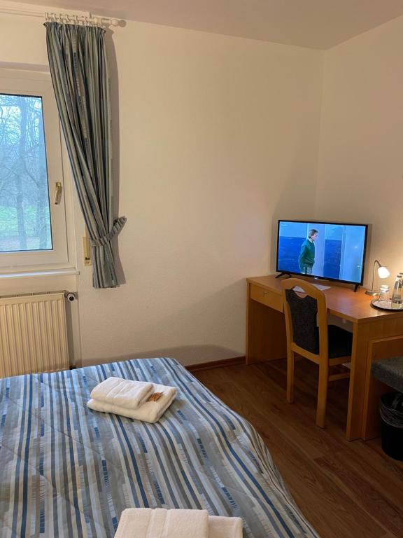TV a/nebo společenská místnost v ubytování Hotel Luther Birke Wittenberg