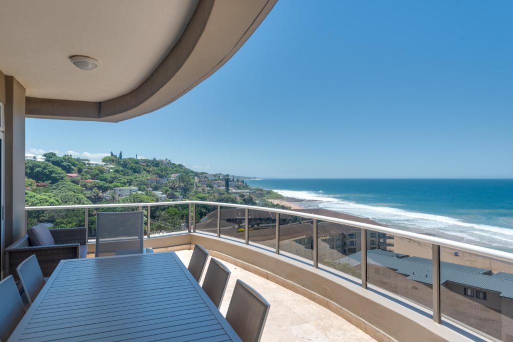 a view of the ocean from the balcony of a house at Ballito Manor View 601 in Ballito