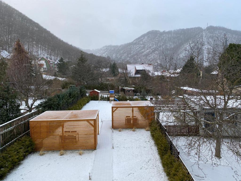 Appartements am Bodetal v zimě