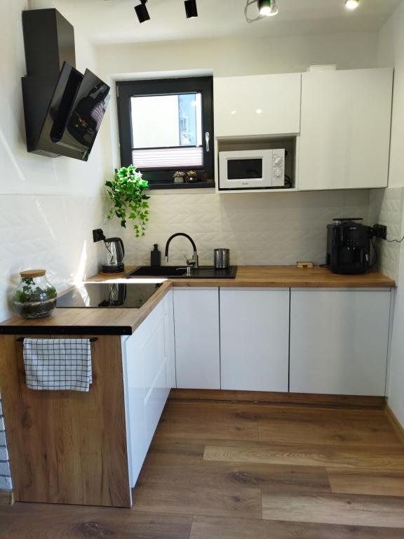 Kuchyň nebo kuchyňský kout v ubytování Chatki wisla houses