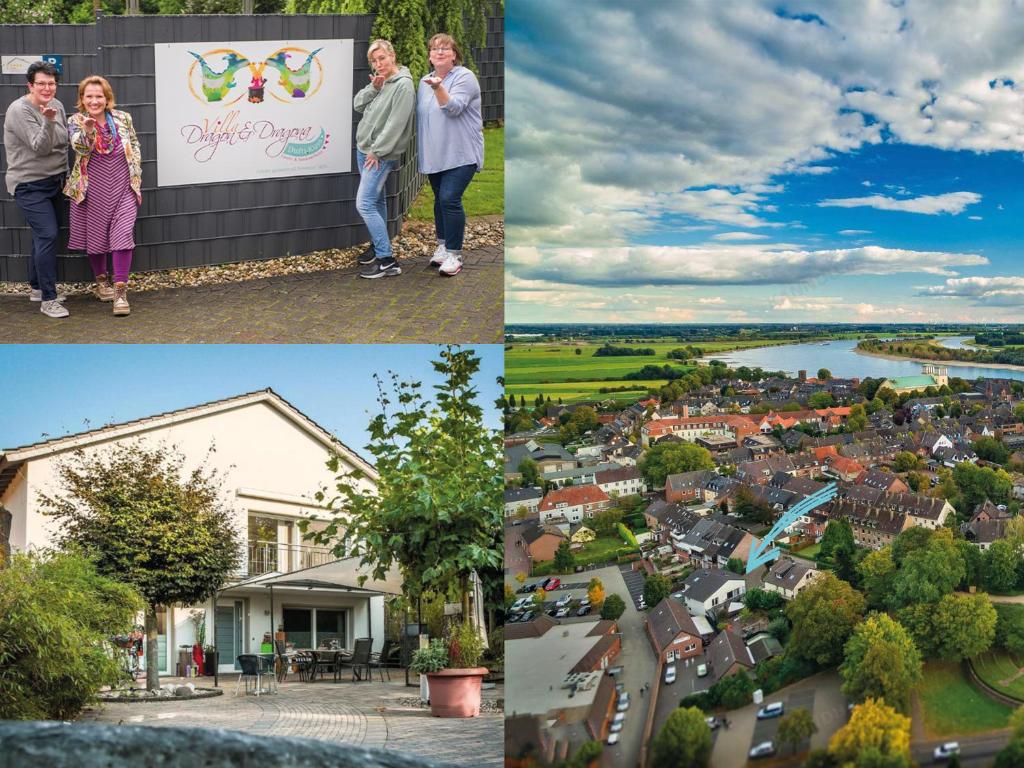 un collage de tres fotos de una ciudad y una ciudad en Villa Dragona Dufti-Kuss Gästehaus im Herzen von Rees, en Rees