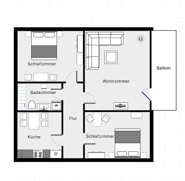 Půdorys ubytování Ferienwohnung Wippsteert - 5 Sterne - mit Balkon und Pkw Stellplatz