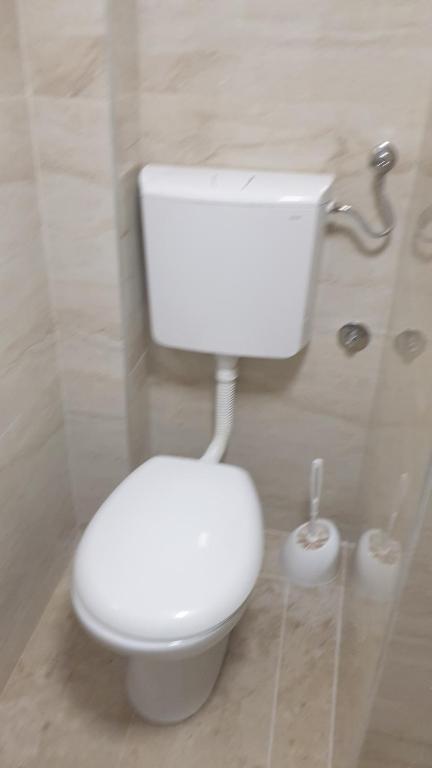 a bathroom with a white toilet in a room at Apartment 18 in Pančevo