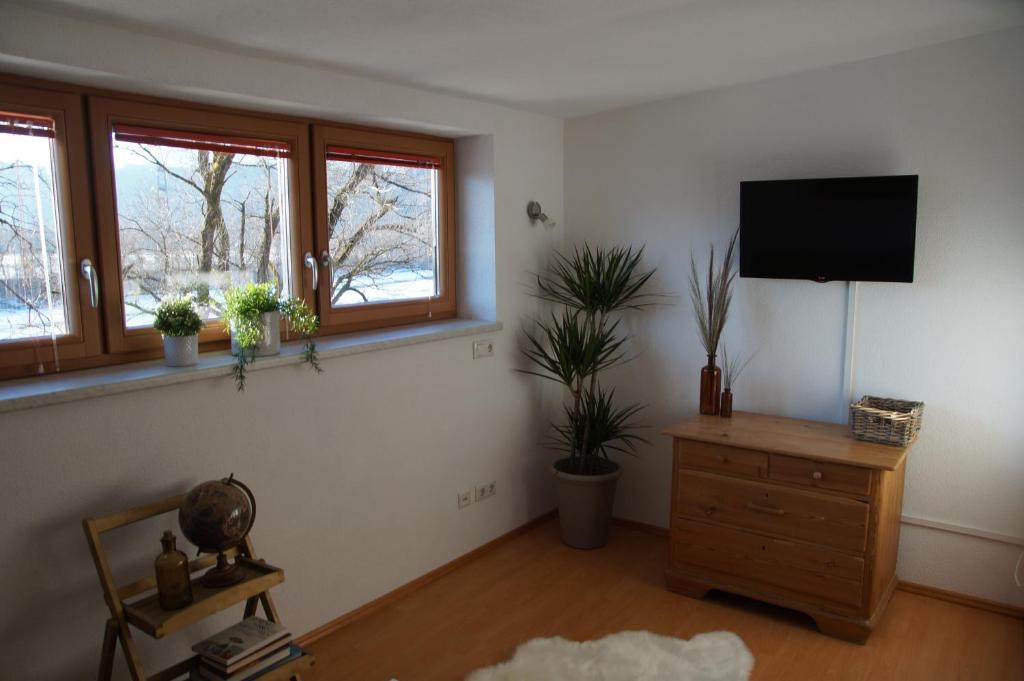 Televízia a/alebo spoločenská miestnosť v ubytovaní Haus Schön Weberhof