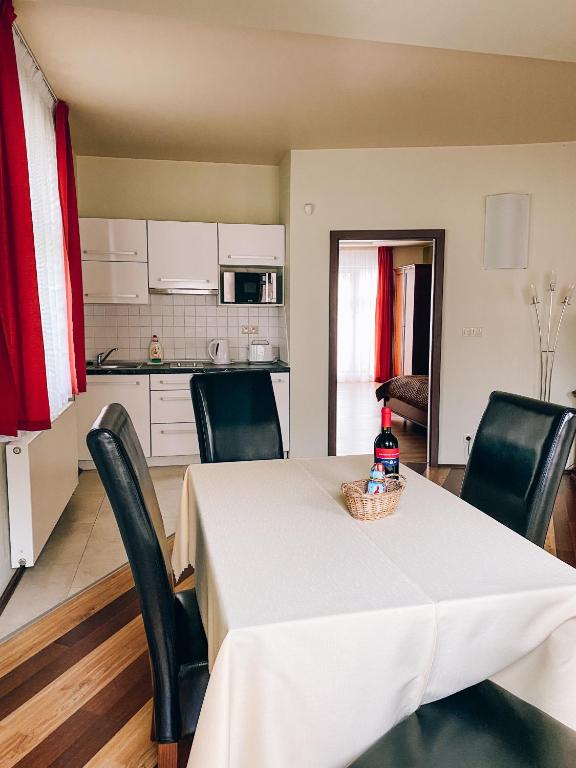 Kuchyň nebo kuchyňský kout v ubytování Riverside Apartments Thalia