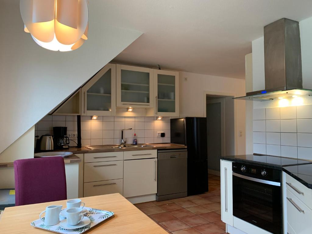 Kuchyň nebo kuchyňský kout v ubytování Ferienwohnung Varus