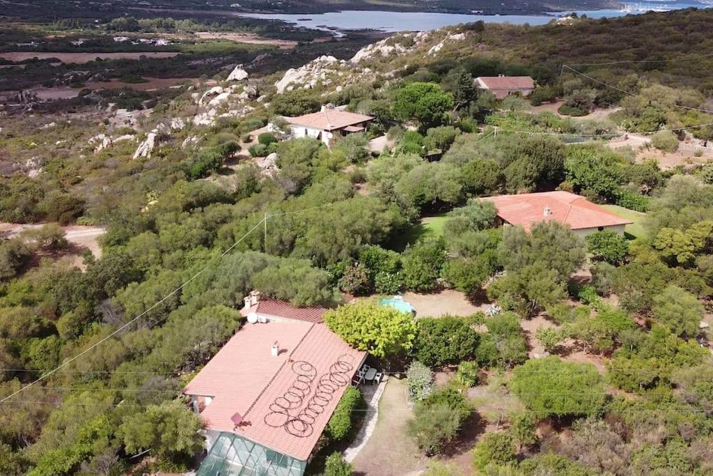 an aerial view of a house with a roof at Villa Sara in Olbia