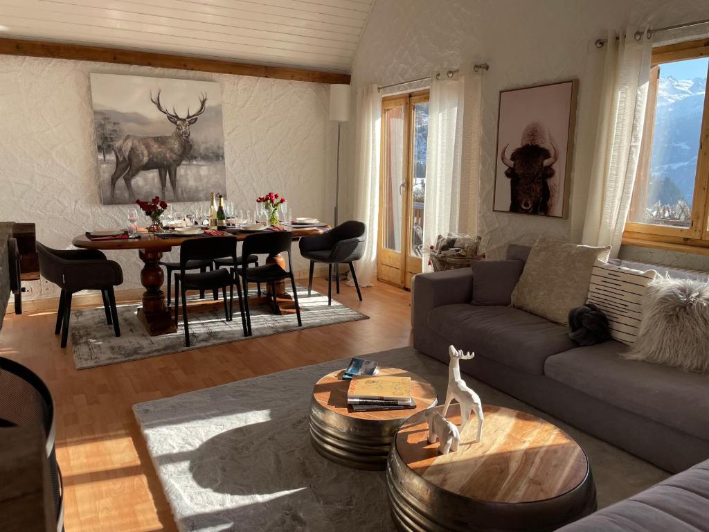 Posezení v ubytování Verbier One Chalet