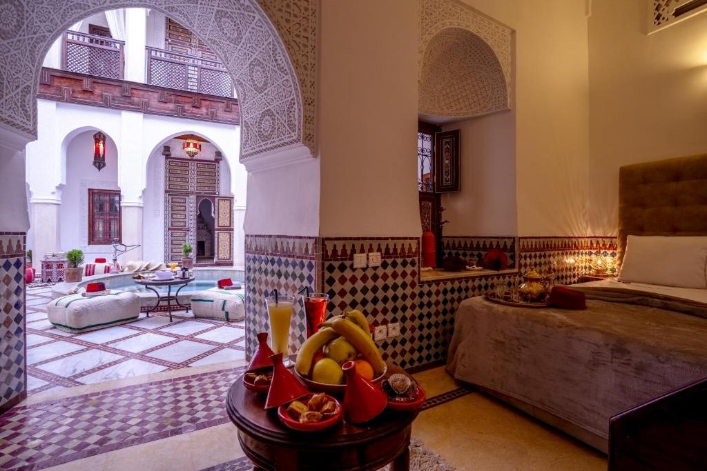 Posezení v ubytování Riad Safran et Cannelle & Spa