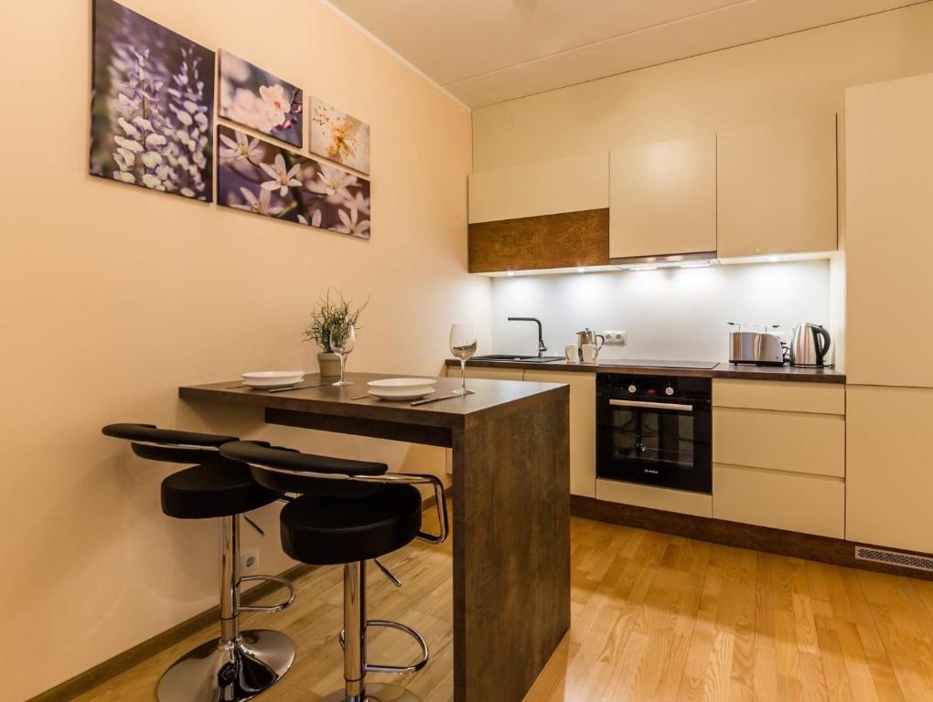 Kuchyň nebo kuchyňský kout v ubytování Rotermanni studio apartment, large terrace