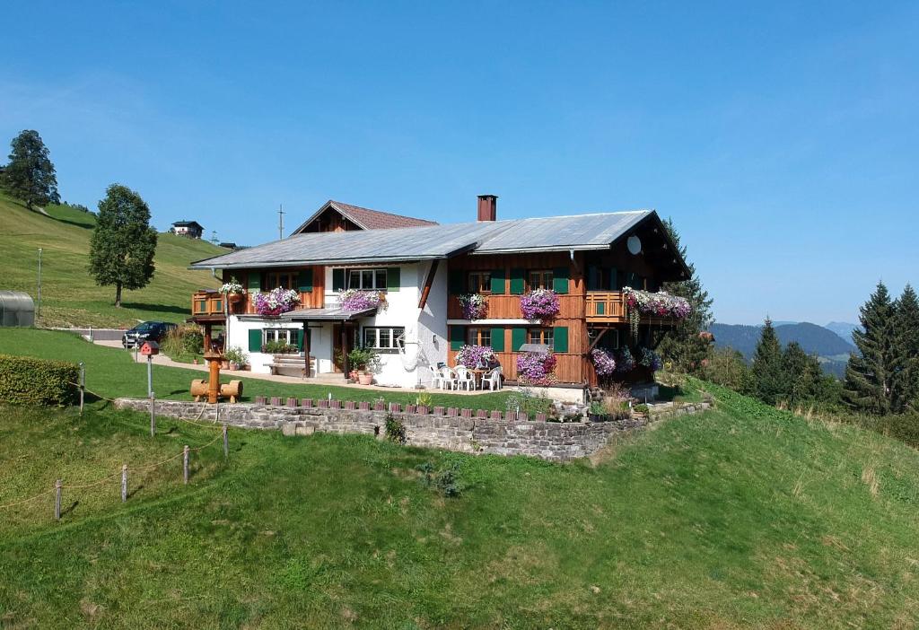 ein Haus an der Seite eines Hügels in der Unterkunft bi dr Gondamaika in Hirschegg