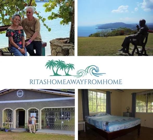 a collage of three pictures of a man and a woman at ritashomeawayfromhome in Ocho Rios