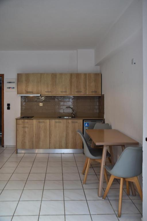 Kuchyň nebo kuchyňský kout v ubytování Iraklis Apartments