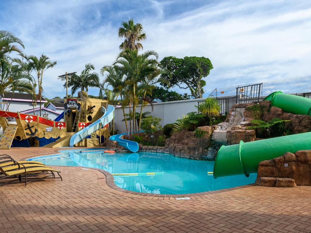 a water slide at a theme park at Sea n Sky in Uvongo Beach