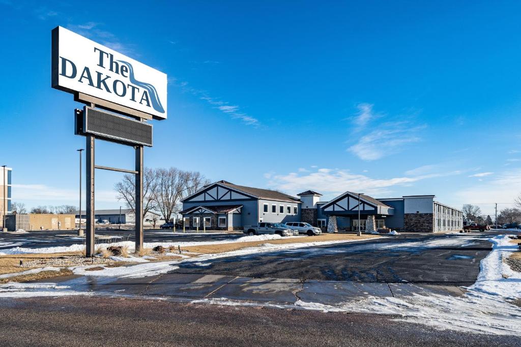 a sign for the davenport motel on the side of a road at The Dakota in Sioux Falls