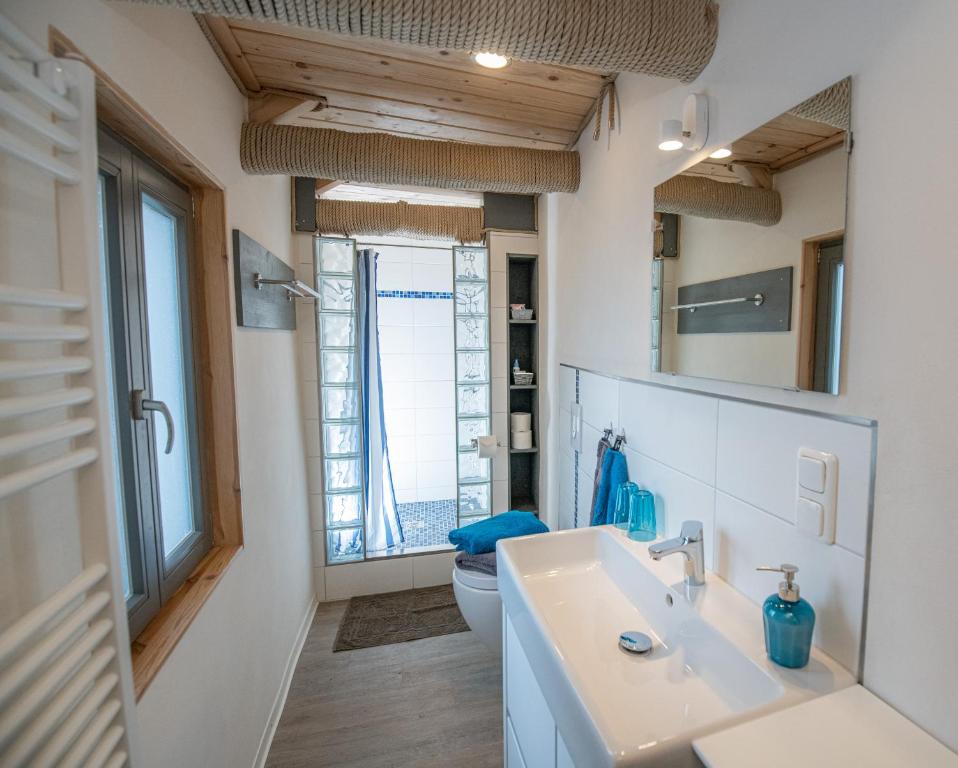 Koupelna v ubytování Gästehaus am Stadttor