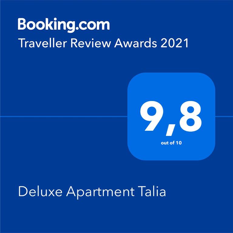 Certifikát, ocenenie alebo iný dokument vystavený v ubytovaní Deluxe Apartment Talia