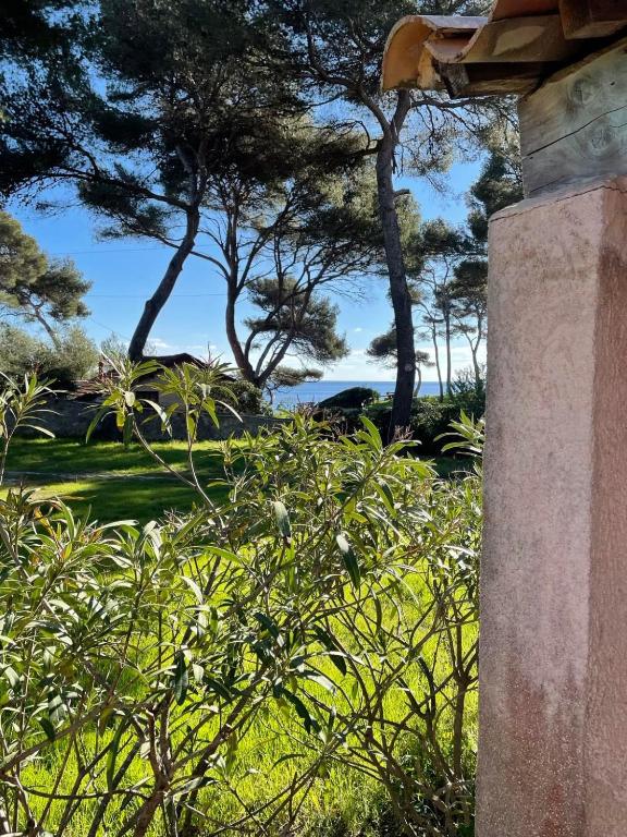 un pilier dans un champ planté d'arbres et d'herbes dans l'établissement Villa La Verne, à La Seyne-sur-Mer
