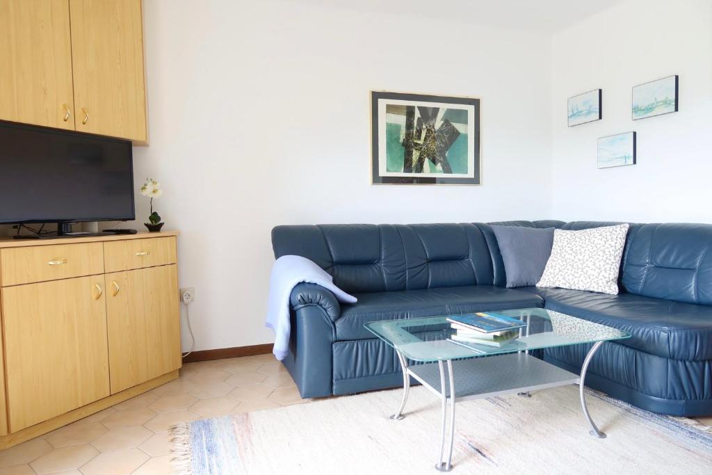 Televízia a/alebo spoločenská miestnosť v ubytovaní Appartements Kronig