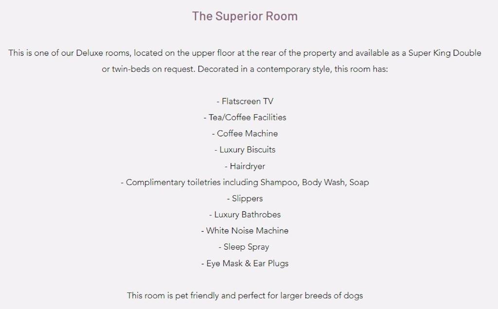 The Ashleigh - Dog Friendly - Superior Doppel- Oder Zweibettzimmer