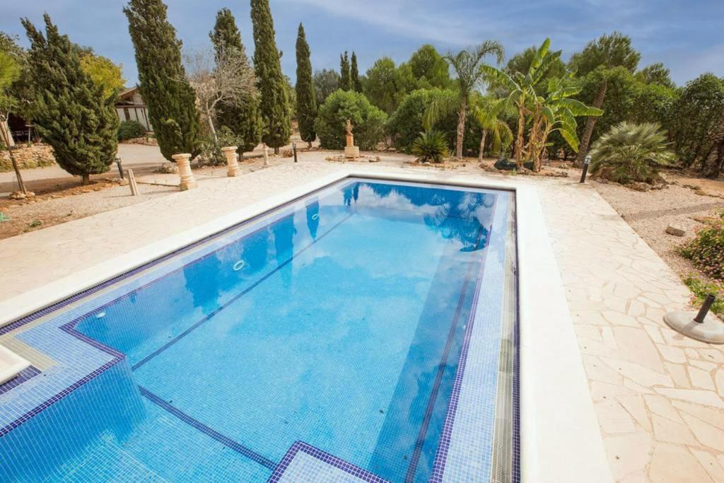 - une piscine dans une villa avec des arbres dans l'établissement Canaus, à Porreres