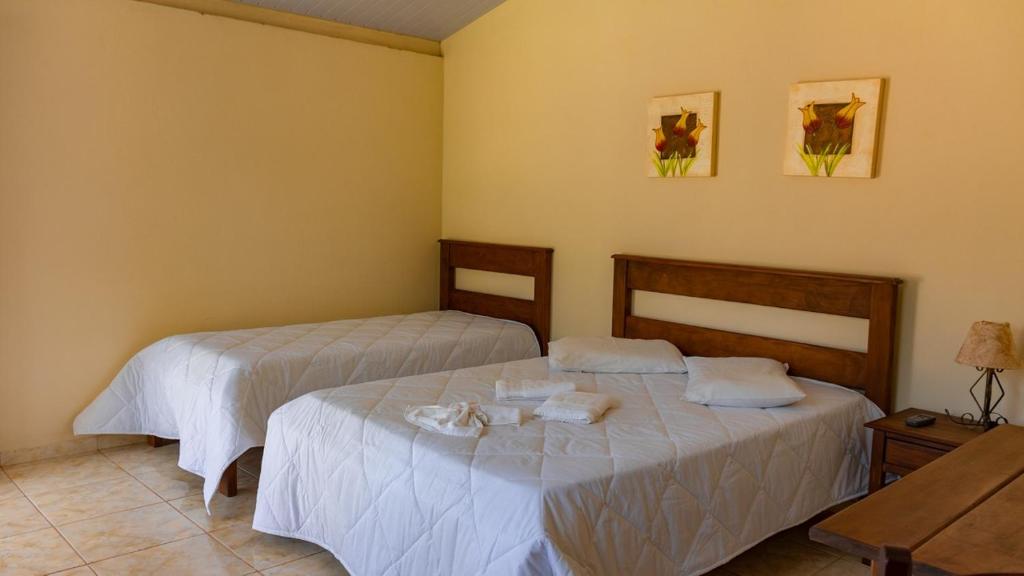 A bed or beds in a room at Pousada Vale do Ouro Verde