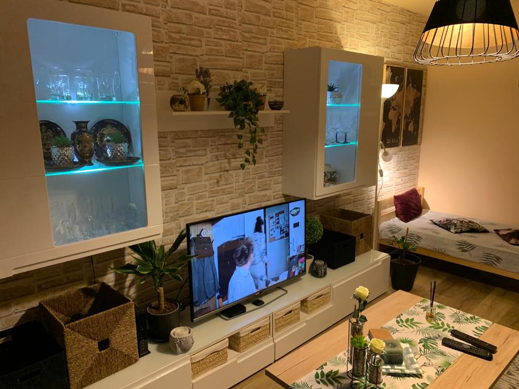 Televízia a/alebo spoločenská miestnosť v ubytovaní Apartment Simon