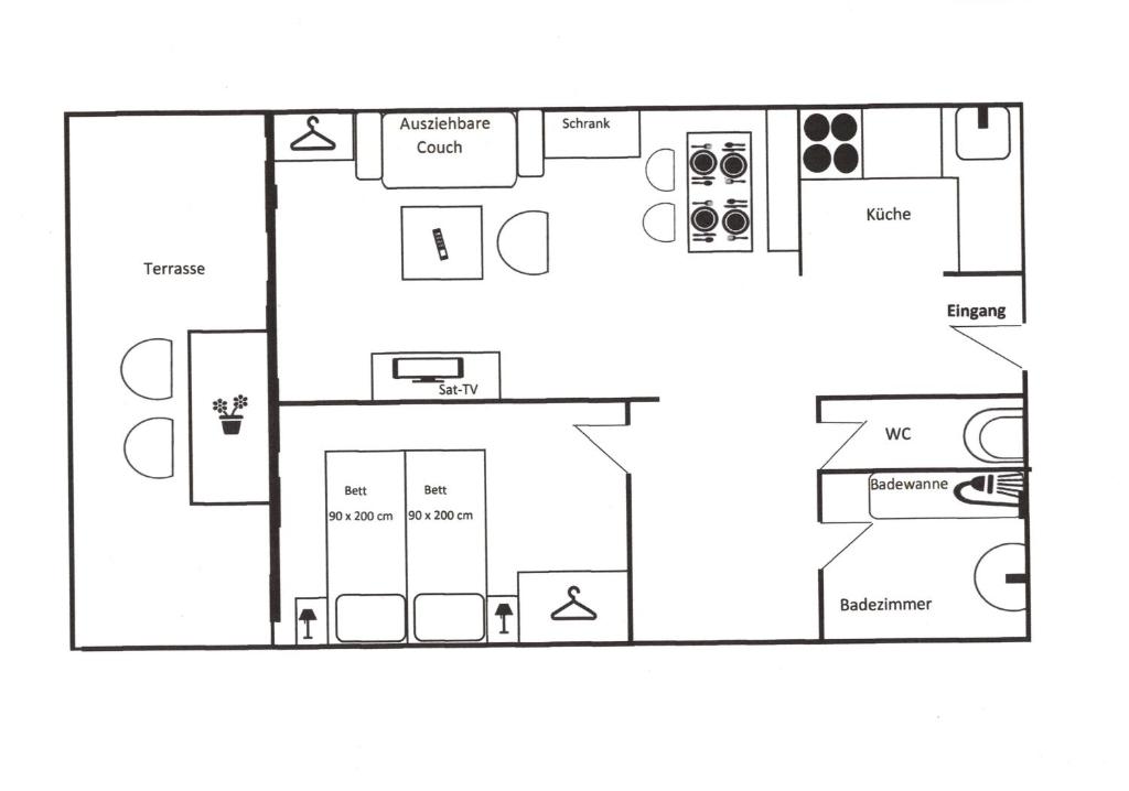 The floor plan of LB4 Seeblick Appartement Haus Landskron mit direktem Seezugang am Ossiachersee