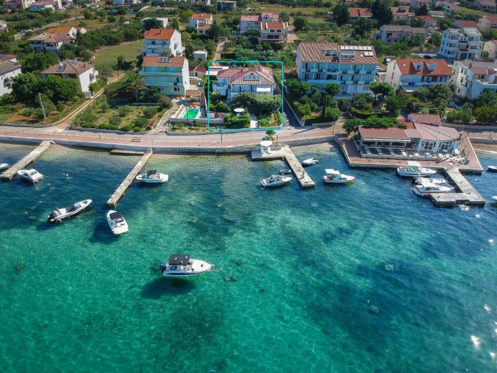 an aerial view of boats docked in a harbor at Apartment Noa by Interhome in Rab