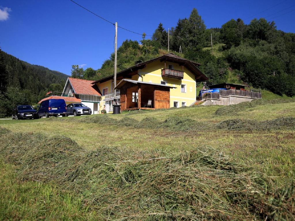 a house on a hill with cars parked in front of it at Apartment Schwarzwald 6 EG by Interhome in Radenthein