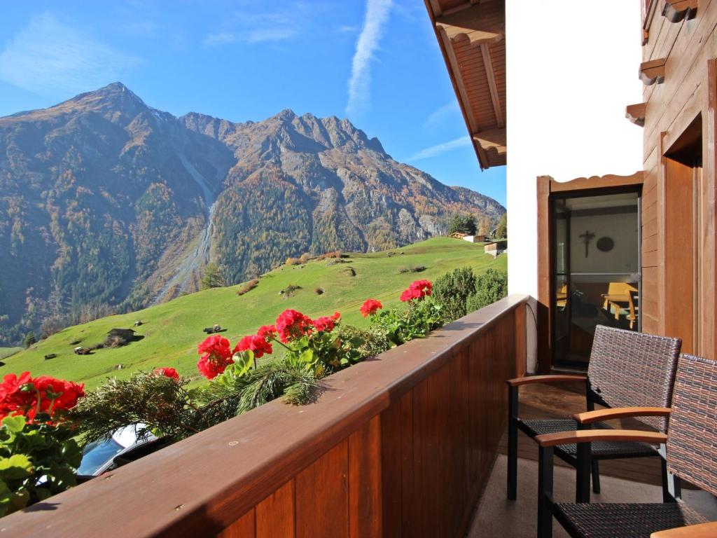 a balcony with a view of a mountain at Holiday Home Berghof Reich by Interhome in Längenfeld