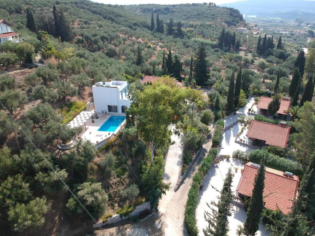 an aerial view of a villa with a swimming pool at Villa Andrea in Gialova