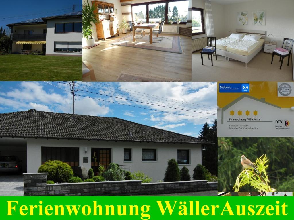 a collage of four pictures of a house at Ferienwohnung WällerAuszeit in Bach