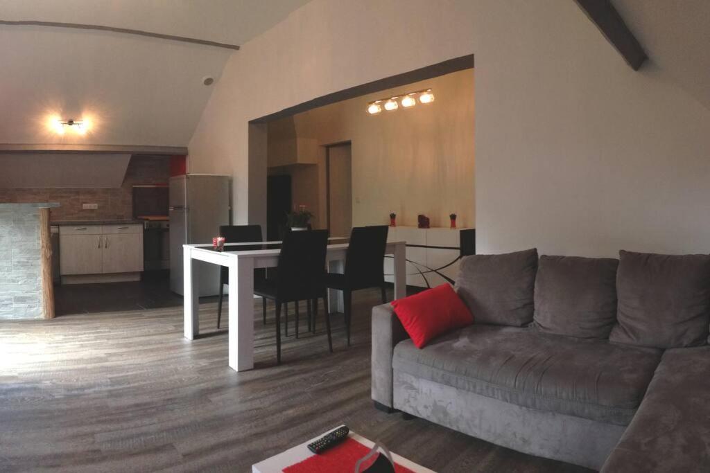 un salon avec un canapé et une table dans l'établissement montagnes Pyrénées, à Bôo-Silhen