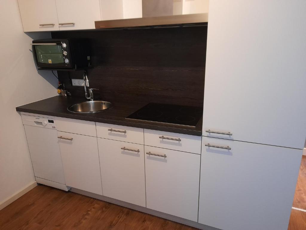 Kuchyň nebo kuchyňský kout v ubytování Ferienhaus Kolbnitz