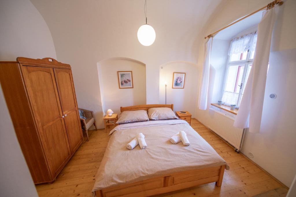 Postel nebo postele na pokoji v ubytování Apartment Ve Mlýně