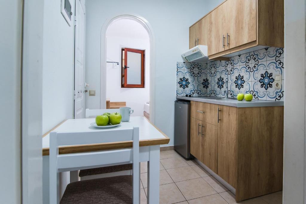 Kuchyň nebo kuchyňský kout v ubytování Vagelis Apartments Malia