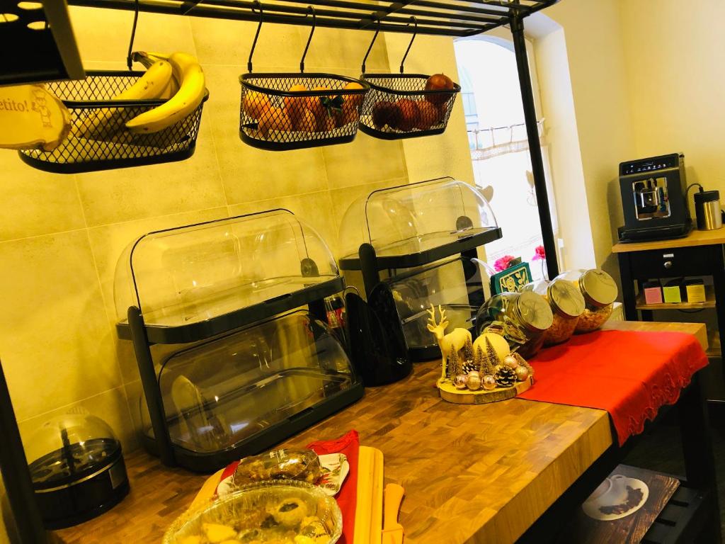 Kuchyň nebo kuchyňský kout v ubytování Arthotel Nagold