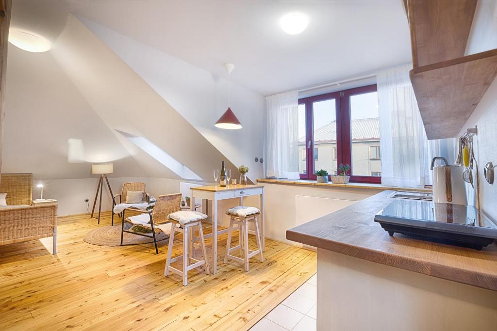 Kuchyň nebo kuchyňský kout v ubytování Apartmány v domečku