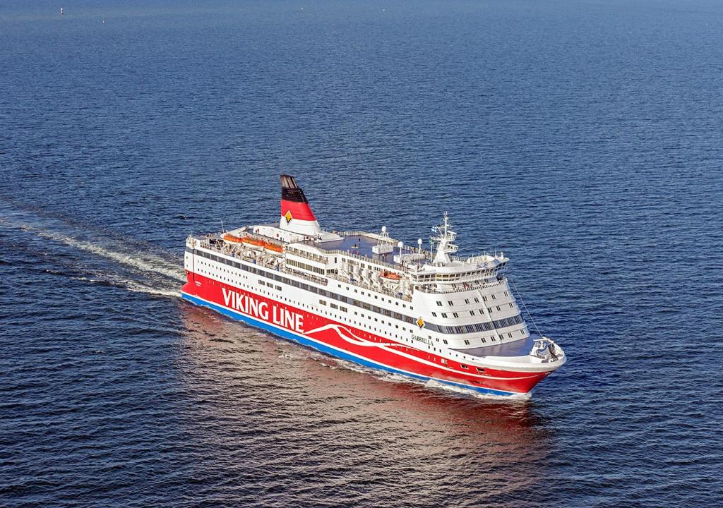 a large cruise ship on the water at Viking Line ferry Gabriella - Cruise Helsinki-Stockholm-Helsinki in Helsinki