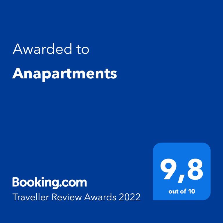 Certifikát, hodnocení, plakát nebo jiný dokument vystavený v ubytování Anapartments