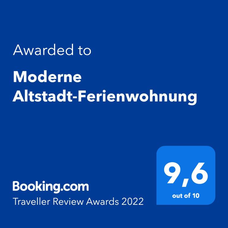 Certifikát, hodnocení, plakát nebo jiný dokument vystavený v ubytování Moderne Altstadt-Ferienwohnung